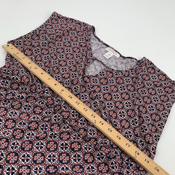 Motherhood Maternity Sleeveless Geometric Pattern Blouse Size XL White Orange - Picture 4 of 5